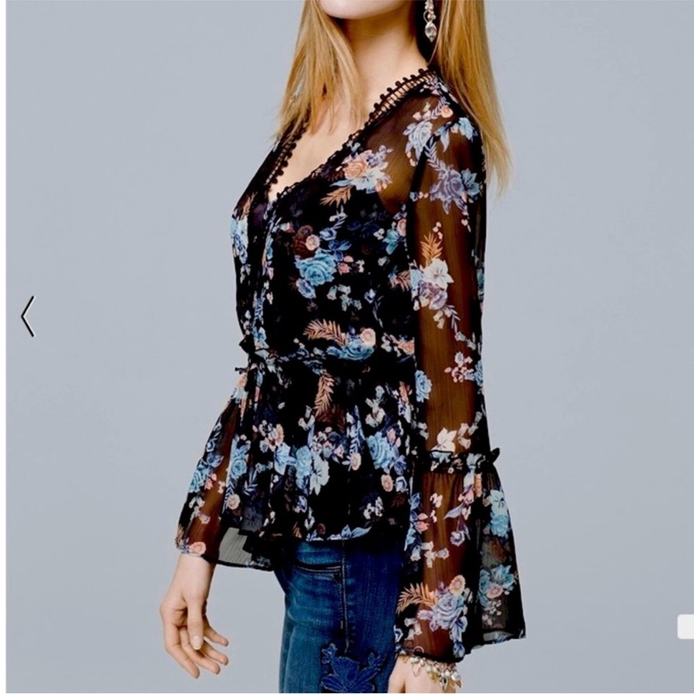White House Black Market Sheer Floral Blouse